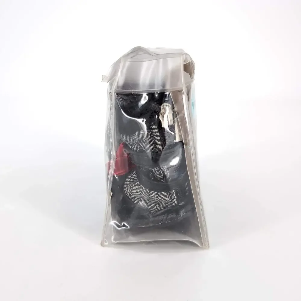 Pooch-A-Lini Pet Black & White Dog Booties with Carry Pouch - Set of FOUR - GUC